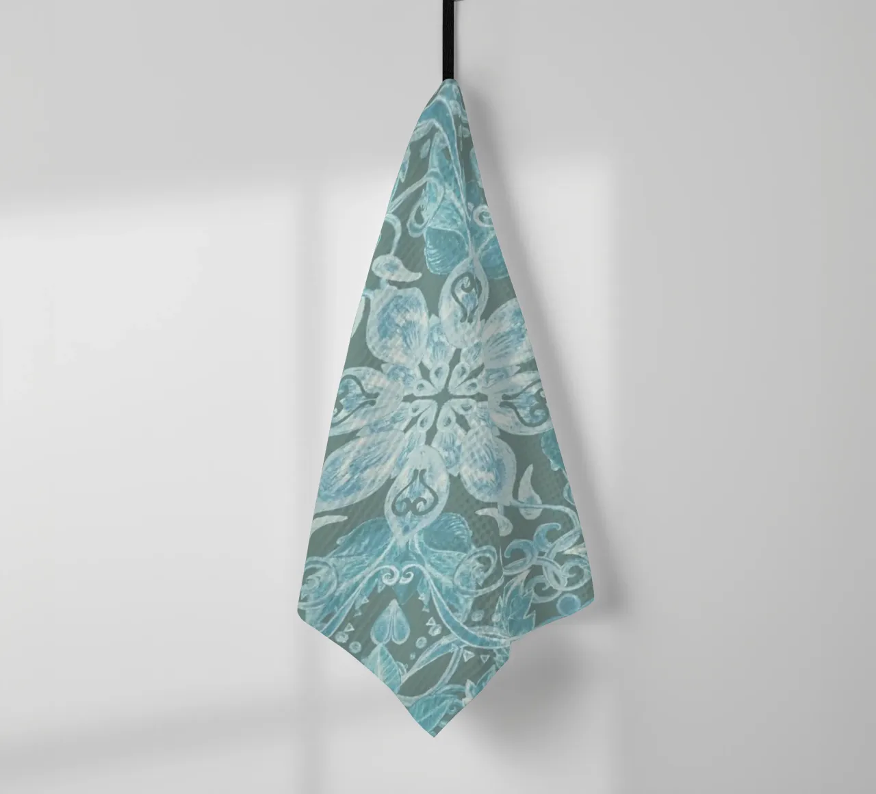 Soft Blue & Grey Floral Pattern canovaccio da cucina da Micklyn Le Feuvre