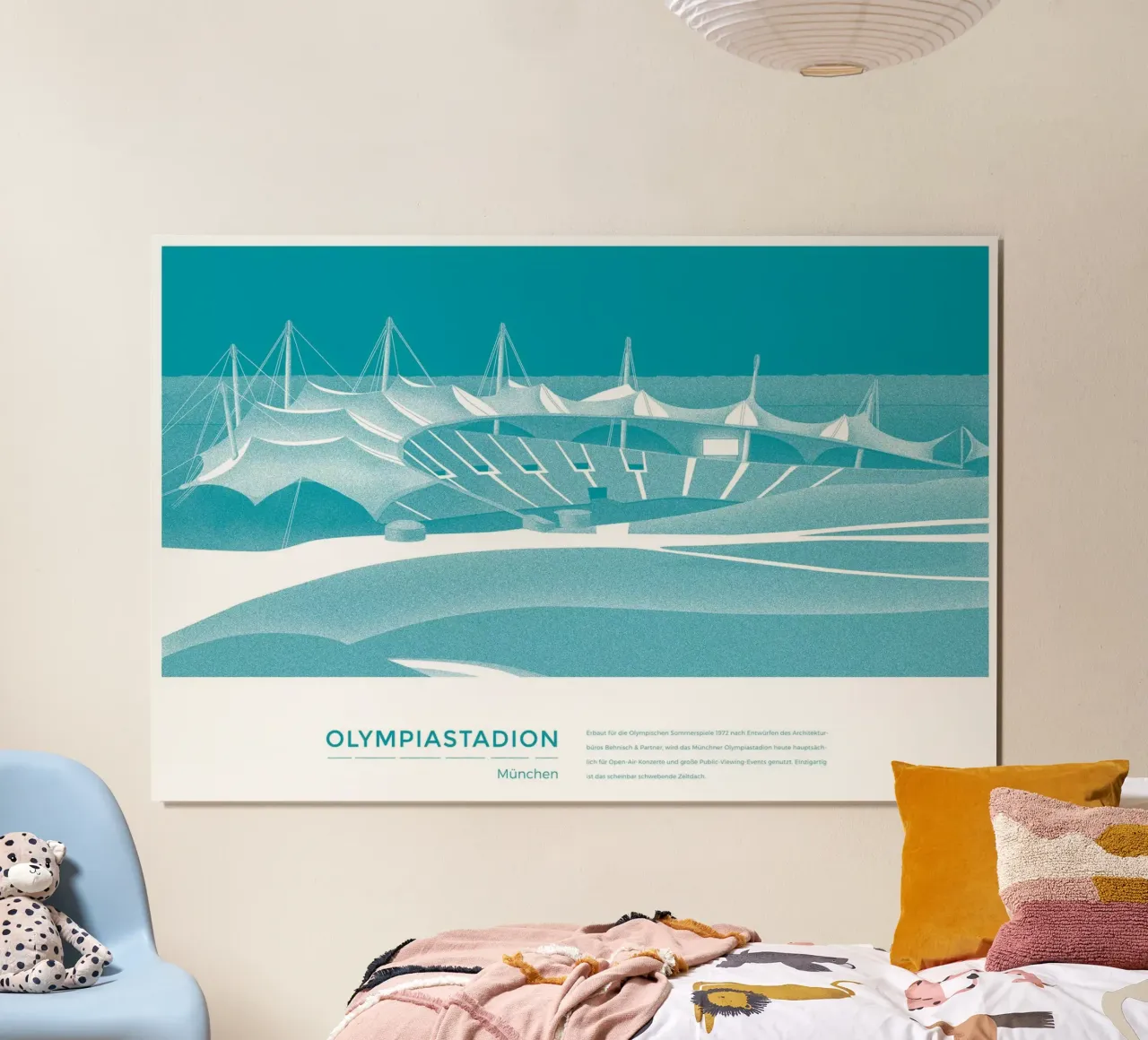 Michael Kunter - Olympiastadium München Poster mit Aluminium Rahmen von The Artcircle