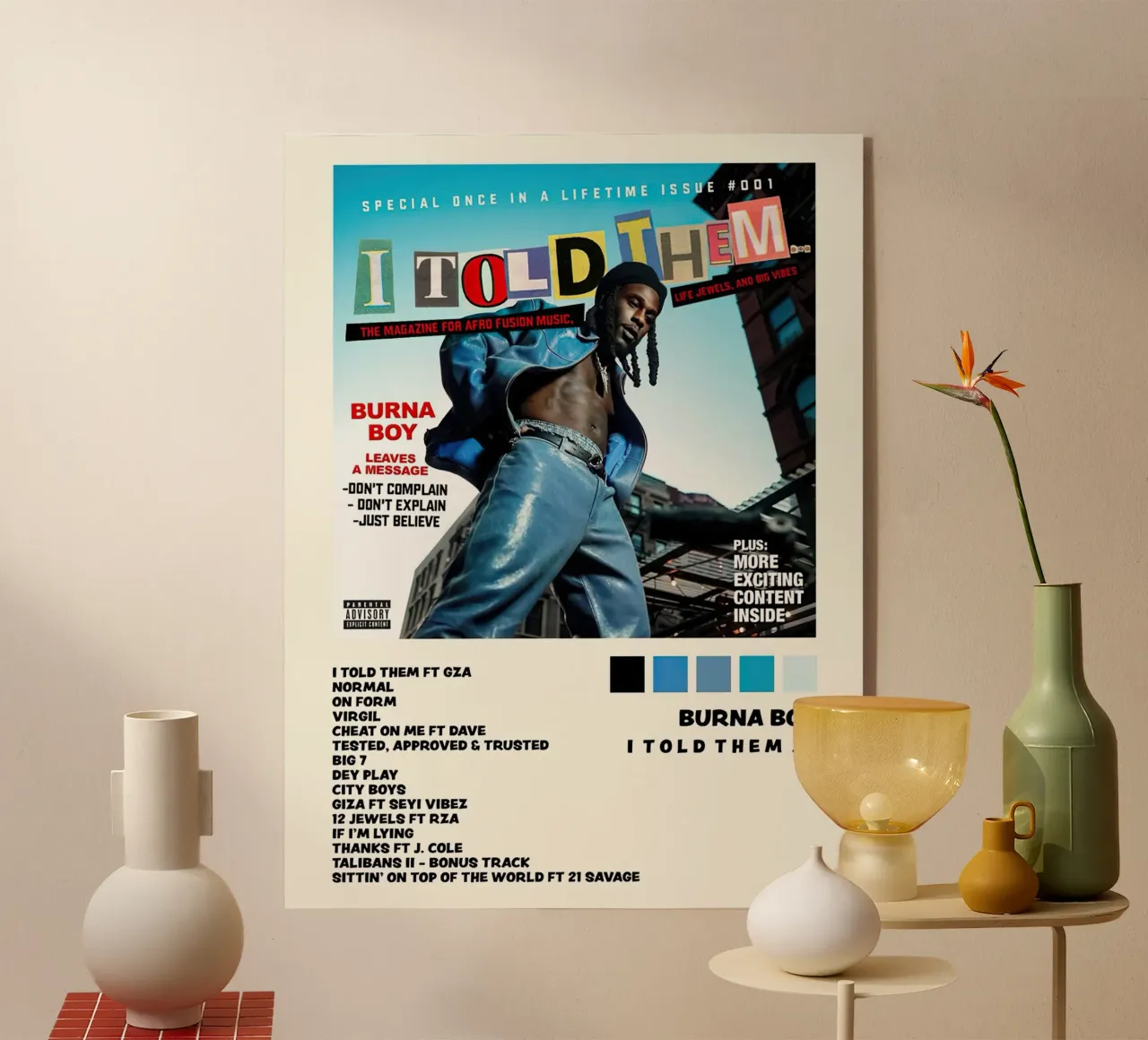 Burna Boy I Told Them Tracklists plexiglass da Brook Soul King