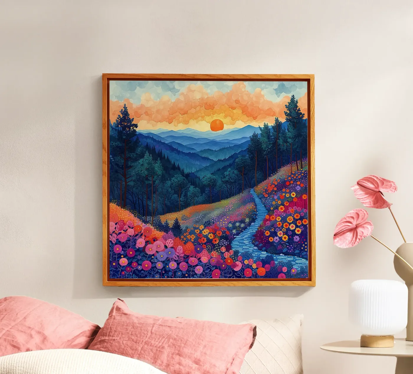 Mountain Sunset acryl van Seitz Michelle