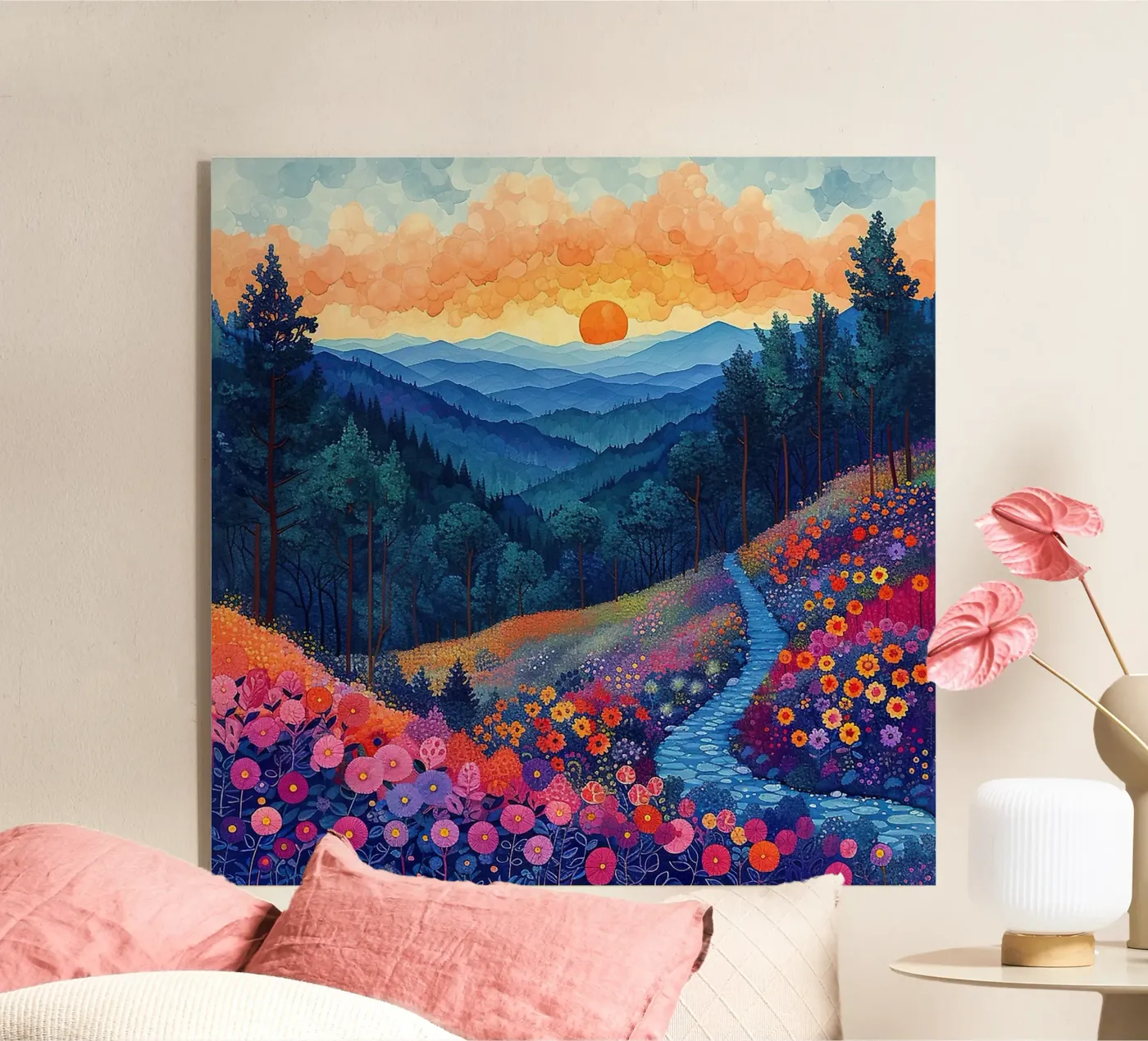 Mountain Sunset acryl van Seitz Michelle