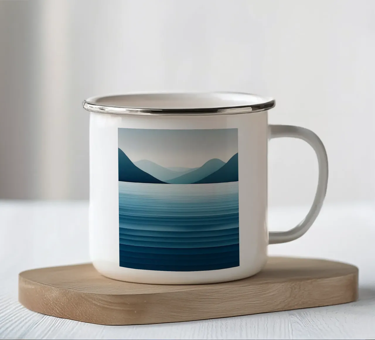 Minimal Nordic Seascape tazza in smalto da Burk Smith