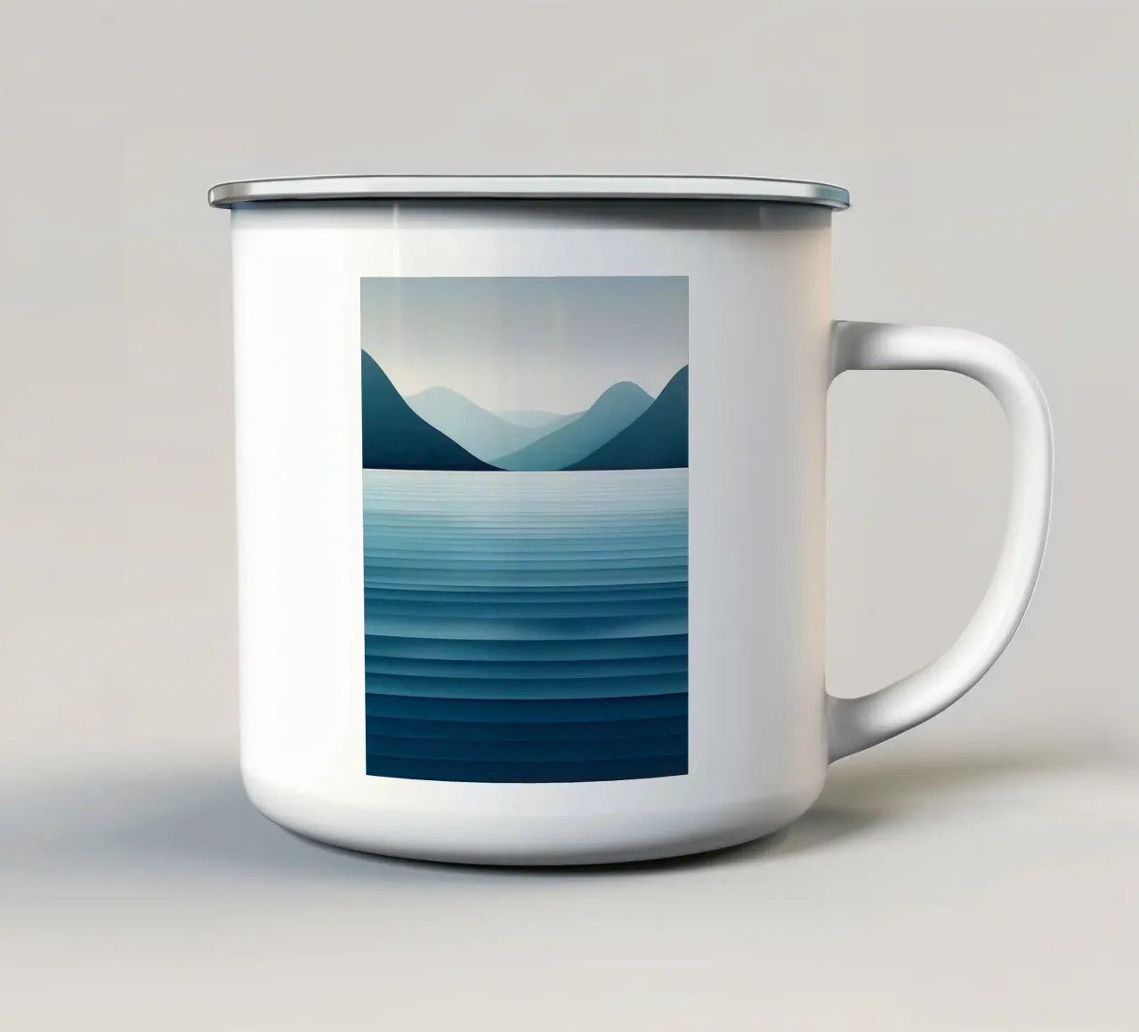 Minimal Nordic Seascape tazza in smalto da Burk Smith
