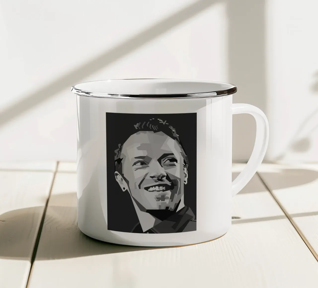 Chris Martin Popart WPAP Emaille Tasse von KP Artwork
