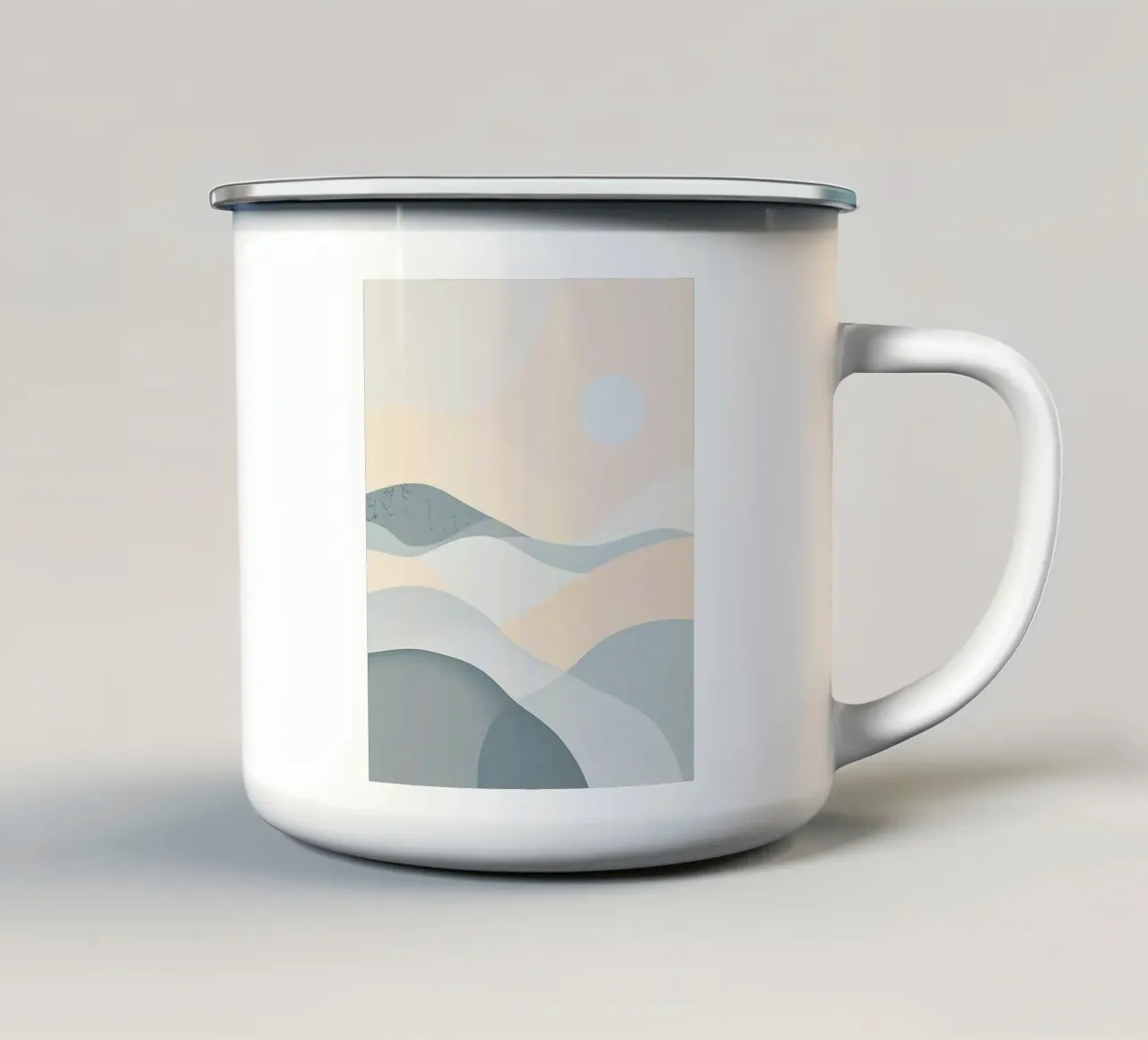 Nordic Calm Minimalist Landscape tazza in smalto da Burk Smith