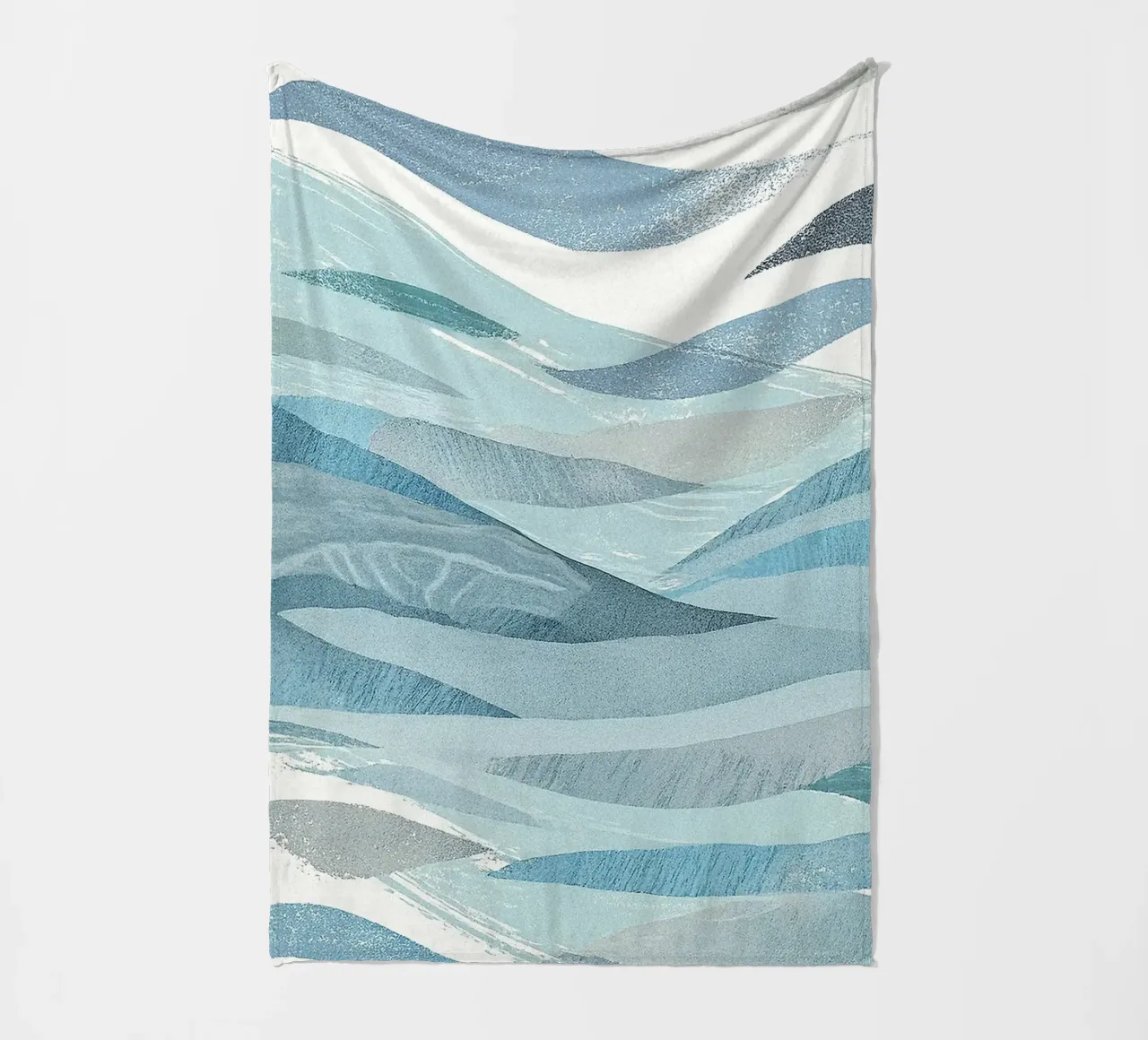 Scandinavian Abstract Waves in Cool Blue Tones coperta in pile da Burk Smith