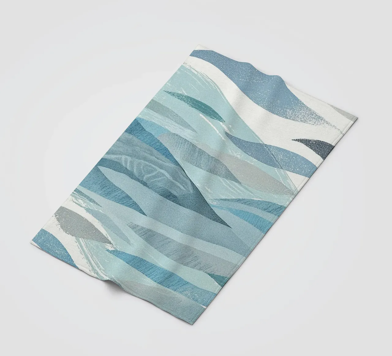 Scandinavian Abstract Waves in Cool Blue Tones coperta in pile da Burk Smith