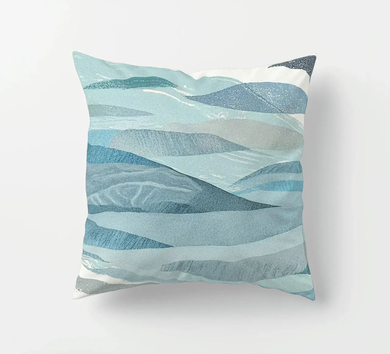 Scandinavian Abstract Waves in Cool Blue Tones cuscino da Burk Smith