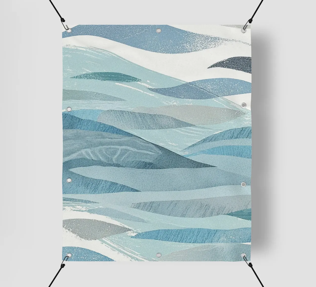 Scandinavian Abstract Waves in Cool Blue Tones telo in pvc da Burk Smith