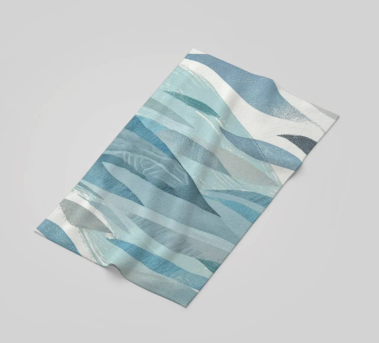 Scandinavian Abstract Waves in Cool Blue Tones telo mare da Burk Smith