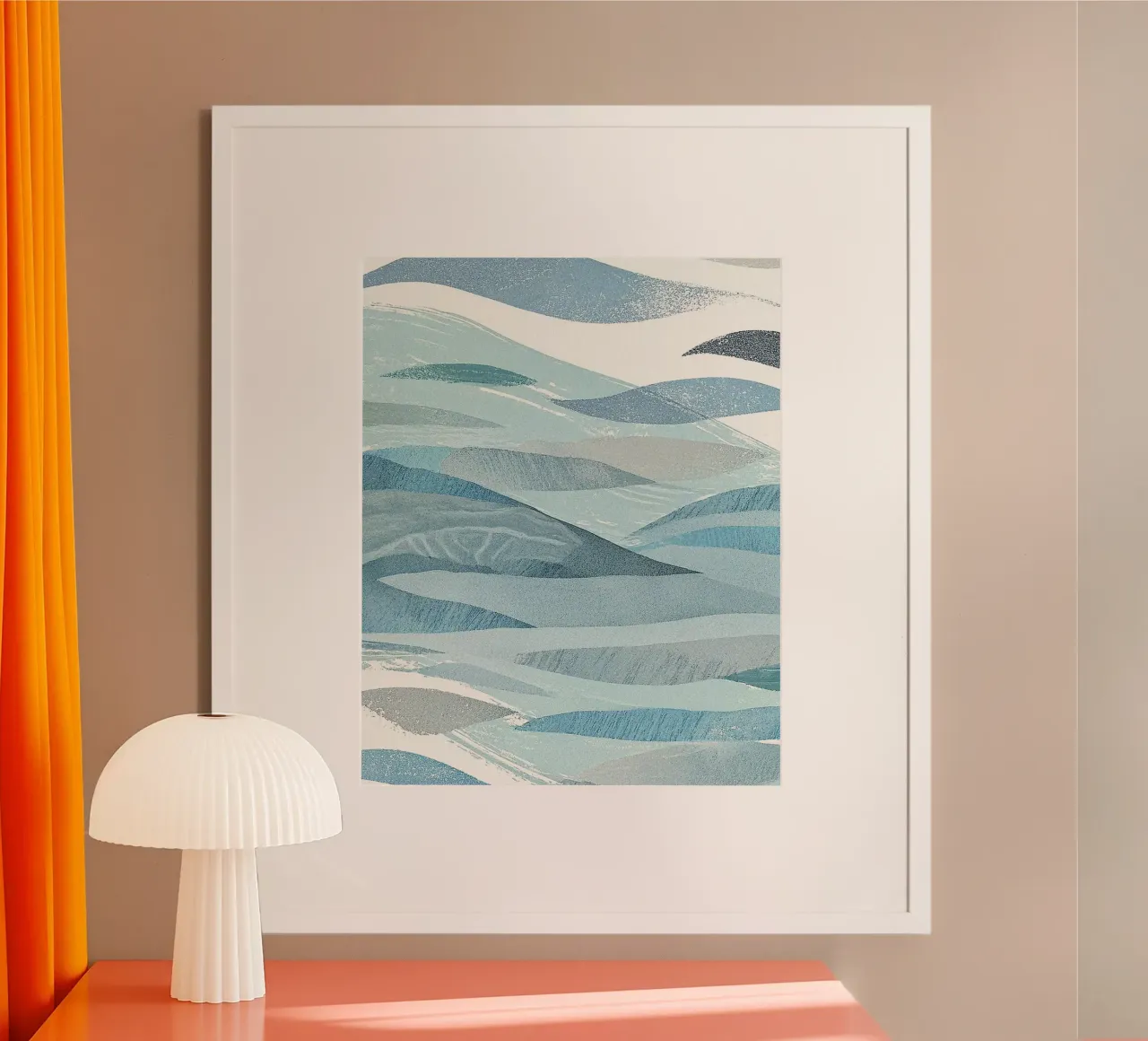 Scandinavian Abstract Waves in Cool Blue Tones carta hahnemühle da Burk Smith