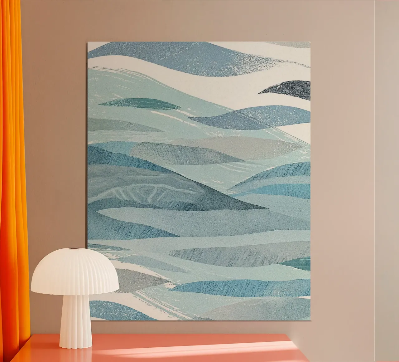 Scandinavian Abstract Waves in Cool Blue Tones carta hahnemühle da Burk Smith