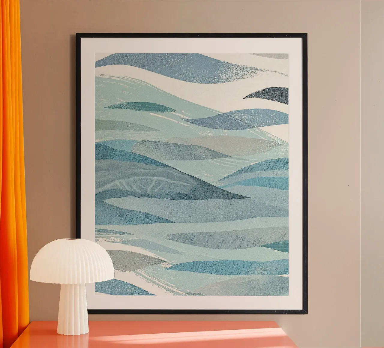 Scandinavian Abstract Waves in Cool Blue Tones carta hahnemühle da Burk Smith