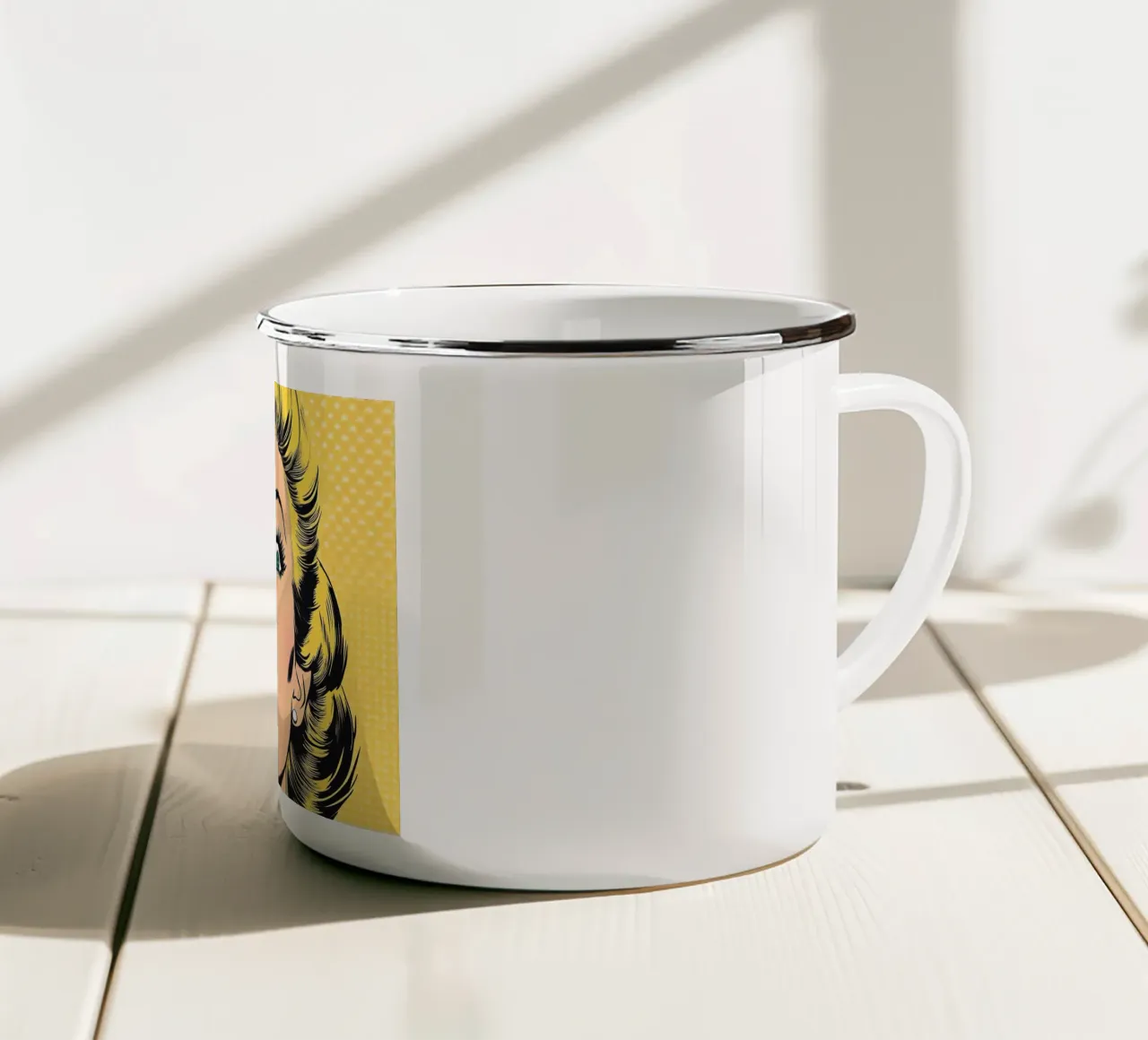 Bionda scioccata tazza in smalto da M-Ulrich-Digital Art