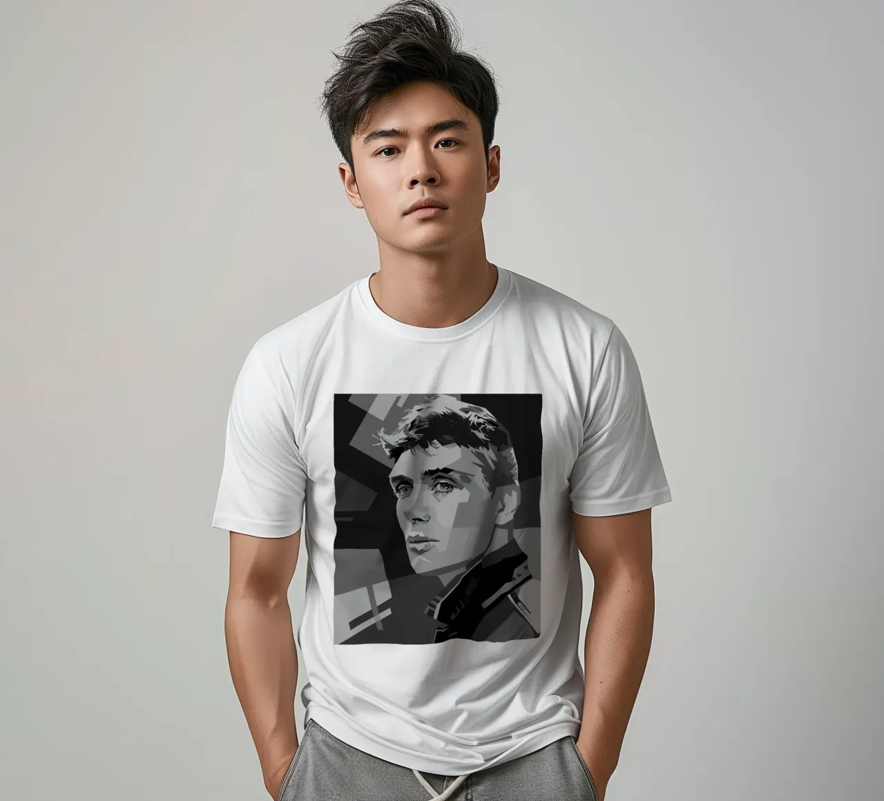 Cillian M Blackwhite Style WPAP camiseta de KP Artwork