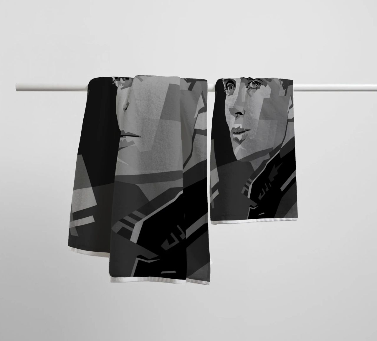 Cillian M Blackwhite Style WPAP asciugamano da bagno da KP Artwork
