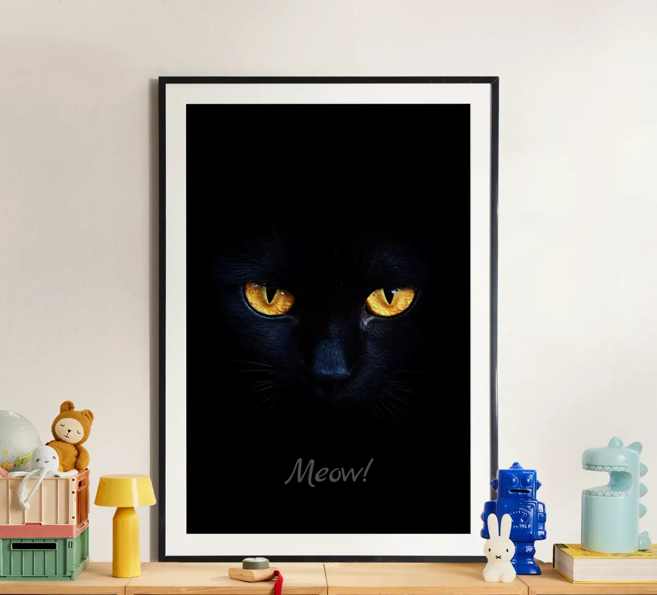 Miau! poster with plastic frame by M-Ulrich-Digital Art