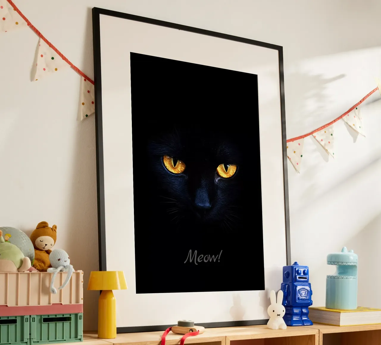 Miau! poster with plastic frame by M-Ulrich-Digital Art