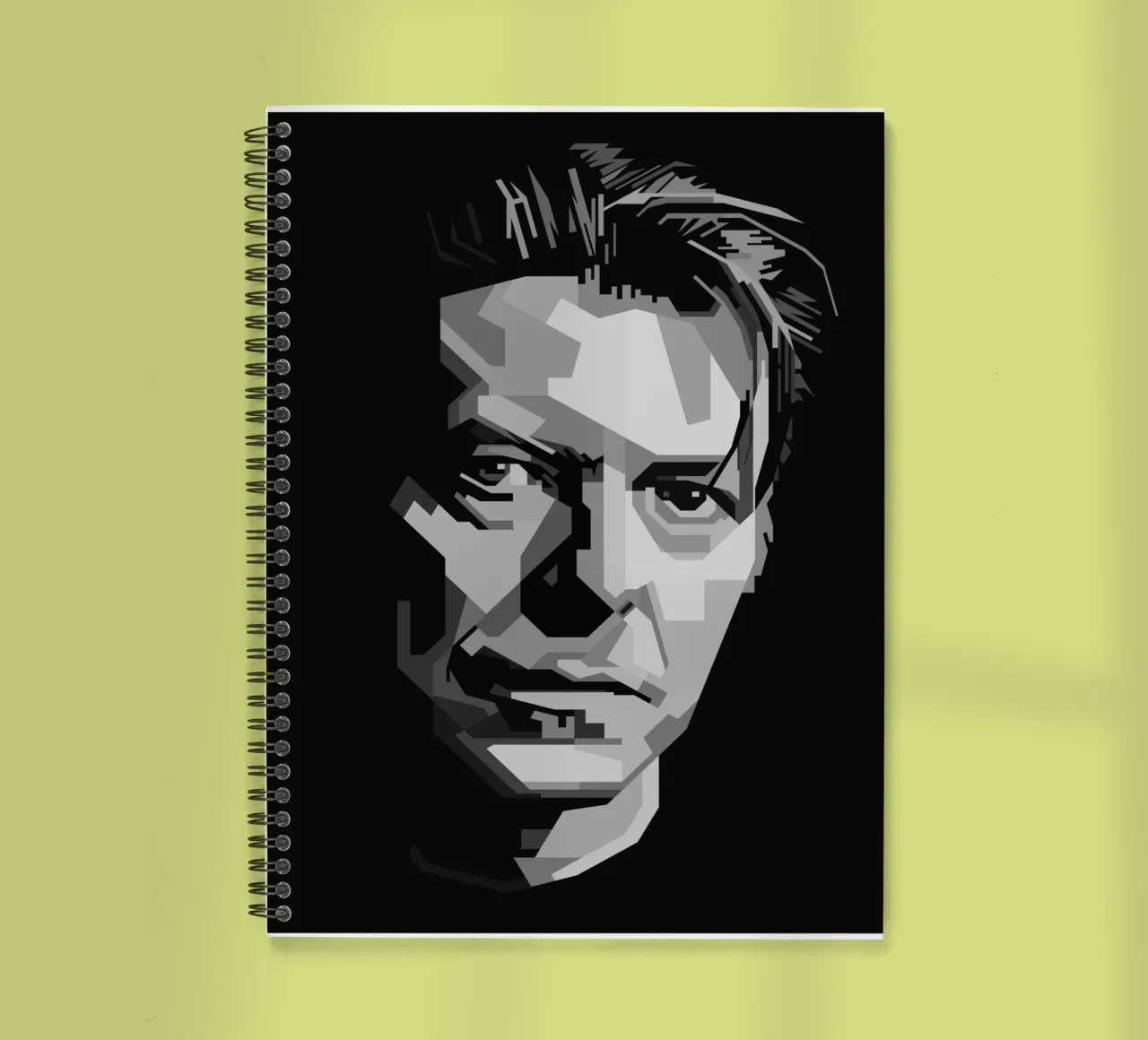 David Bowie Monochrome WPAP spiral notebook by KP Artwork