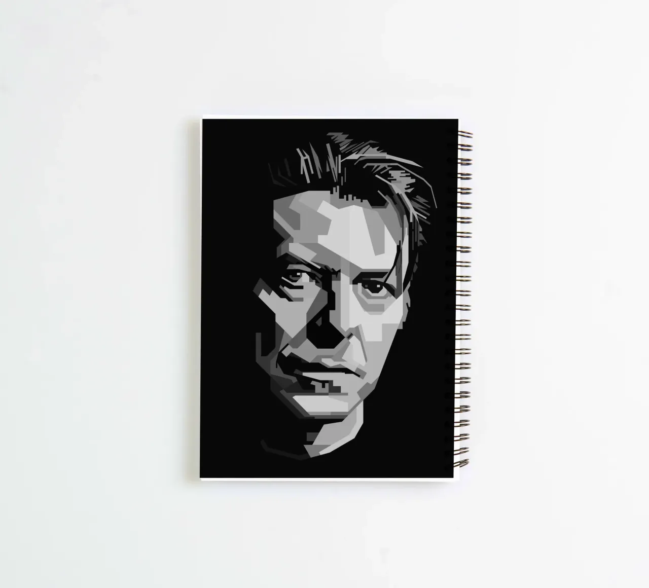 David Bowie Monochrome WPAP spiral notebook by KP Artwork