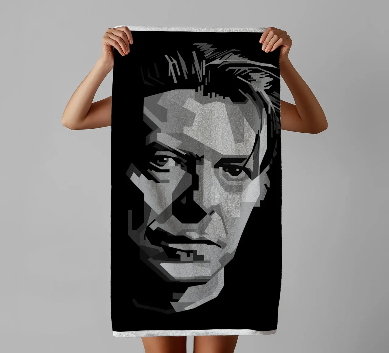 David Bowie Monochrome WPAP asciugamano da bagno da KP Artwork