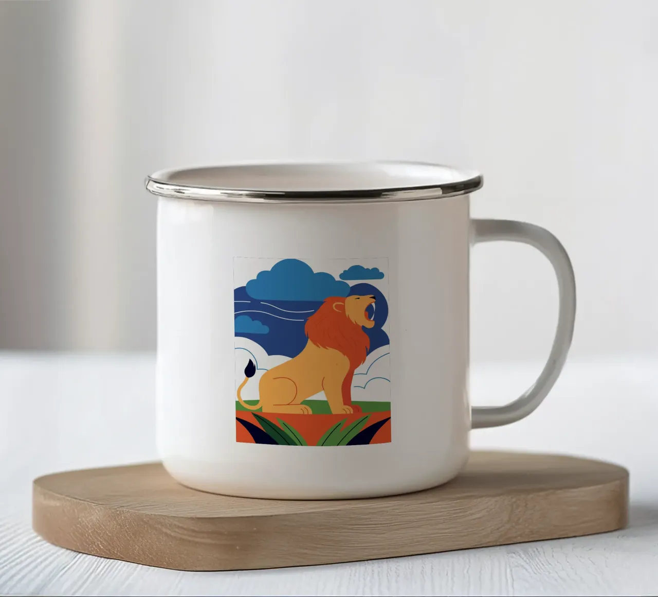 Leone ruggente tazza in smalto da PROTECT ANIMALS