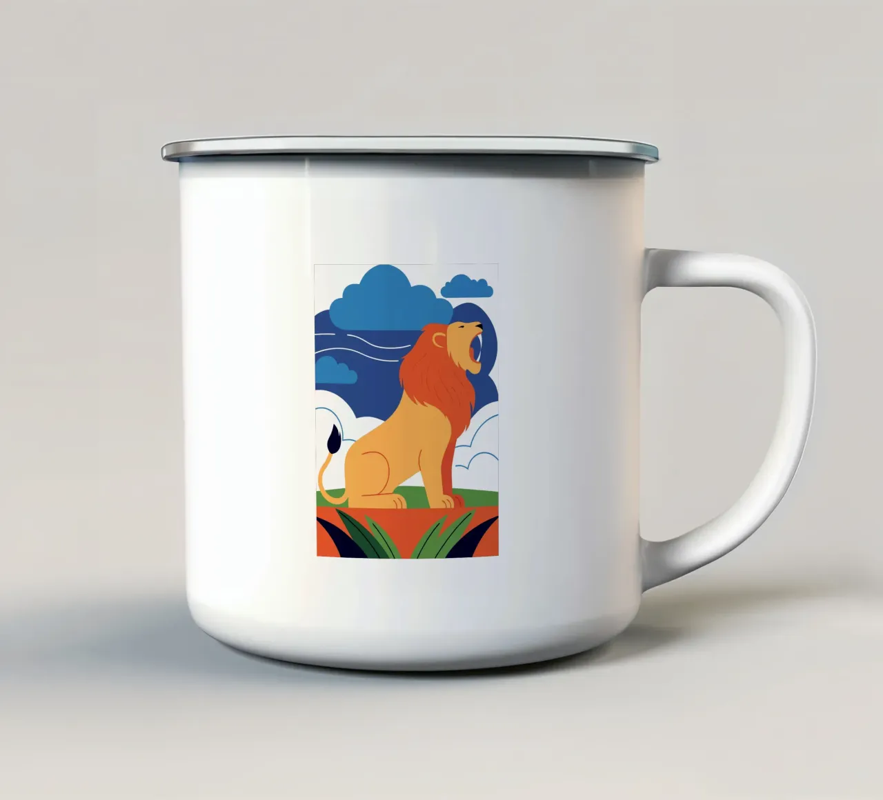 Leone ruggente tazza in smalto da PROTECT ANIMALS