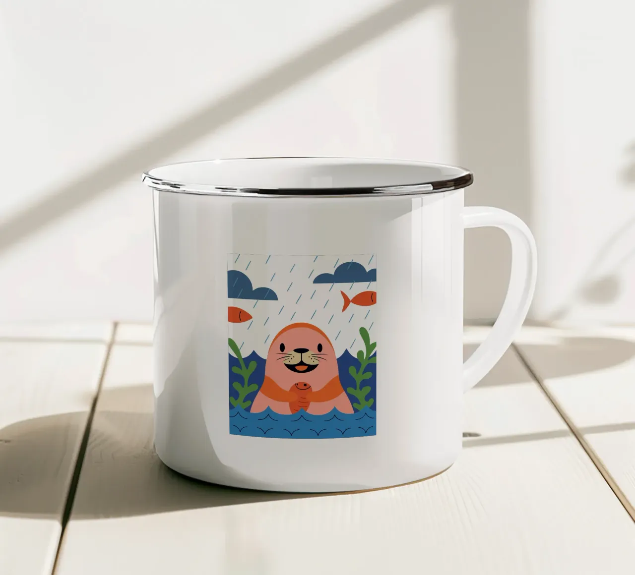 Sigillo felice tazza in smalto da PROTECT ANIMALS