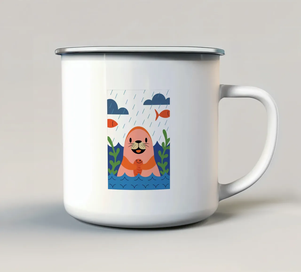 Sigillo felice tazza in smalto da PROTECT ANIMALS