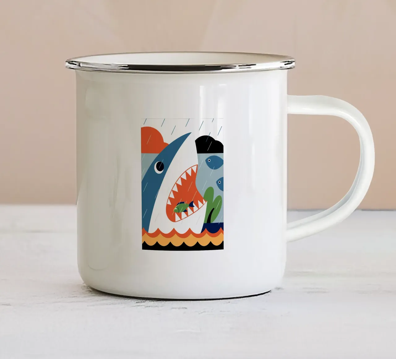 Attacco di squali tazza in smalto da PROTECT ANIMALS