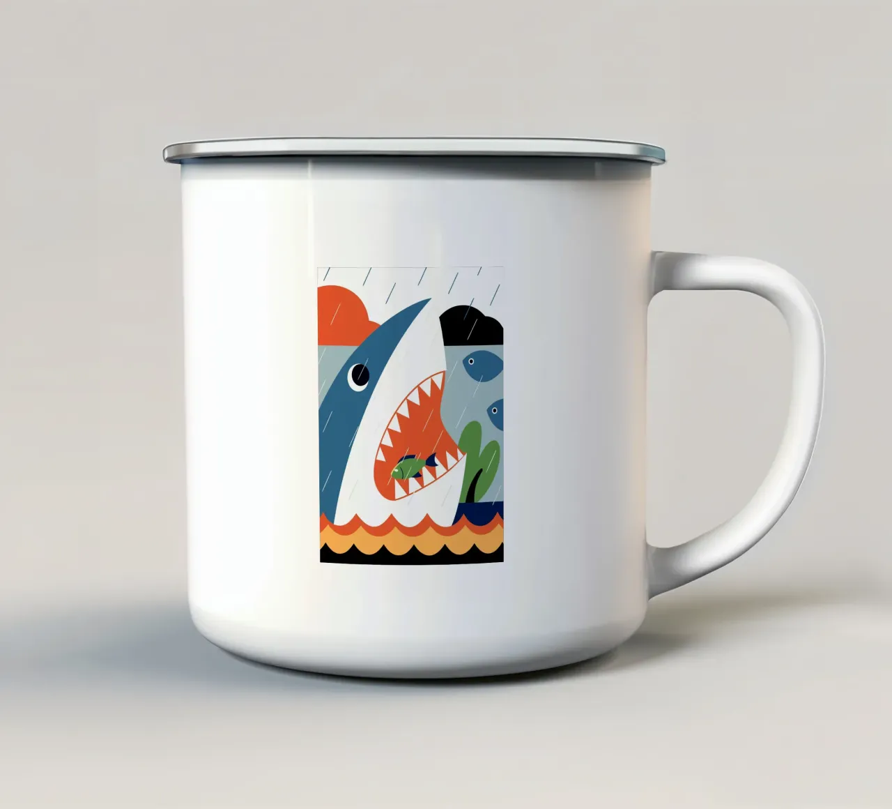 Attacco di squali tazza in smalto da PROTECT ANIMALS