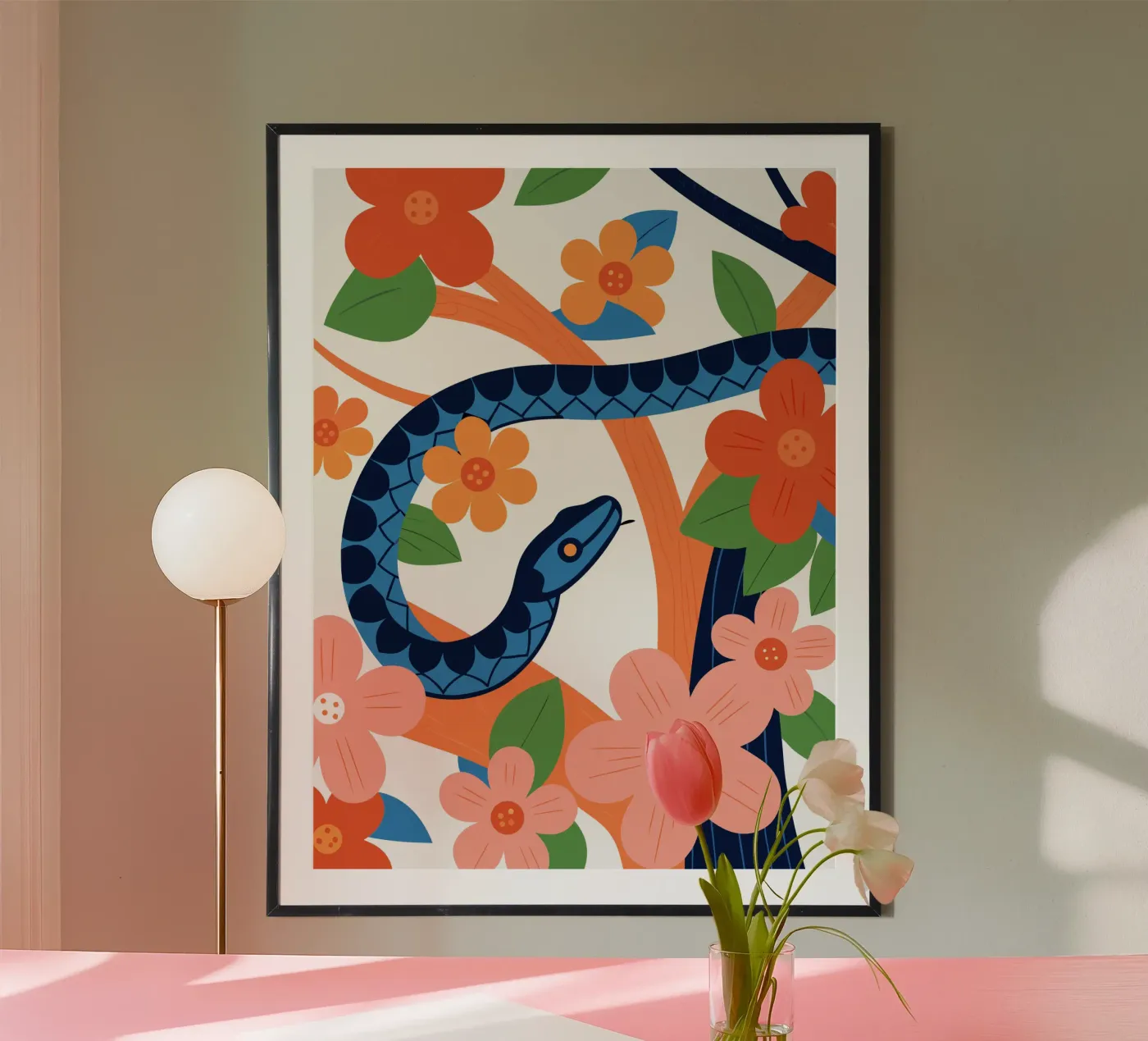 Serpent floral poster de PROTECT ANIMALS