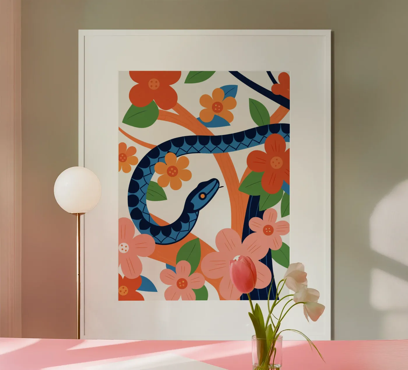 Serpent floral poster de PROTECT ANIMALS