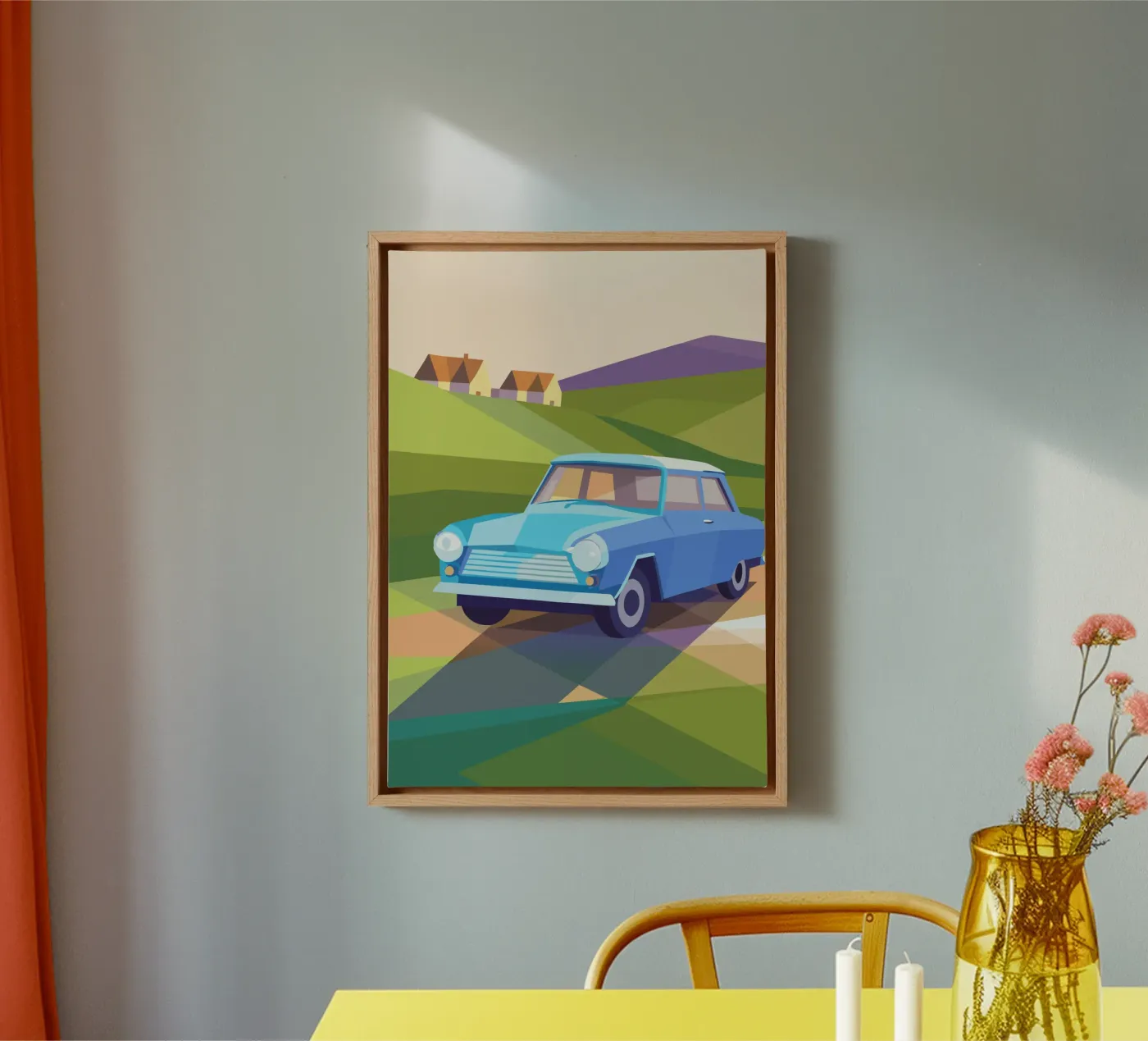 Blue Classic Car Leinwand von POLYGON SPECIAL