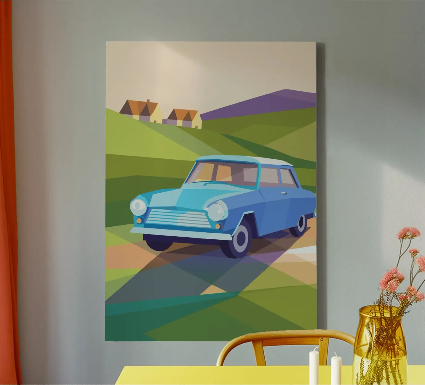 Blue Classic Car Leinwand von POLYGON SPECIAL