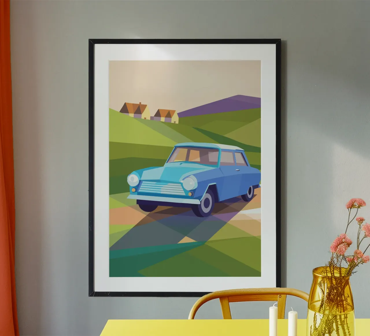 Blauer Oldtimer Poster von POLYGON SPECIAL