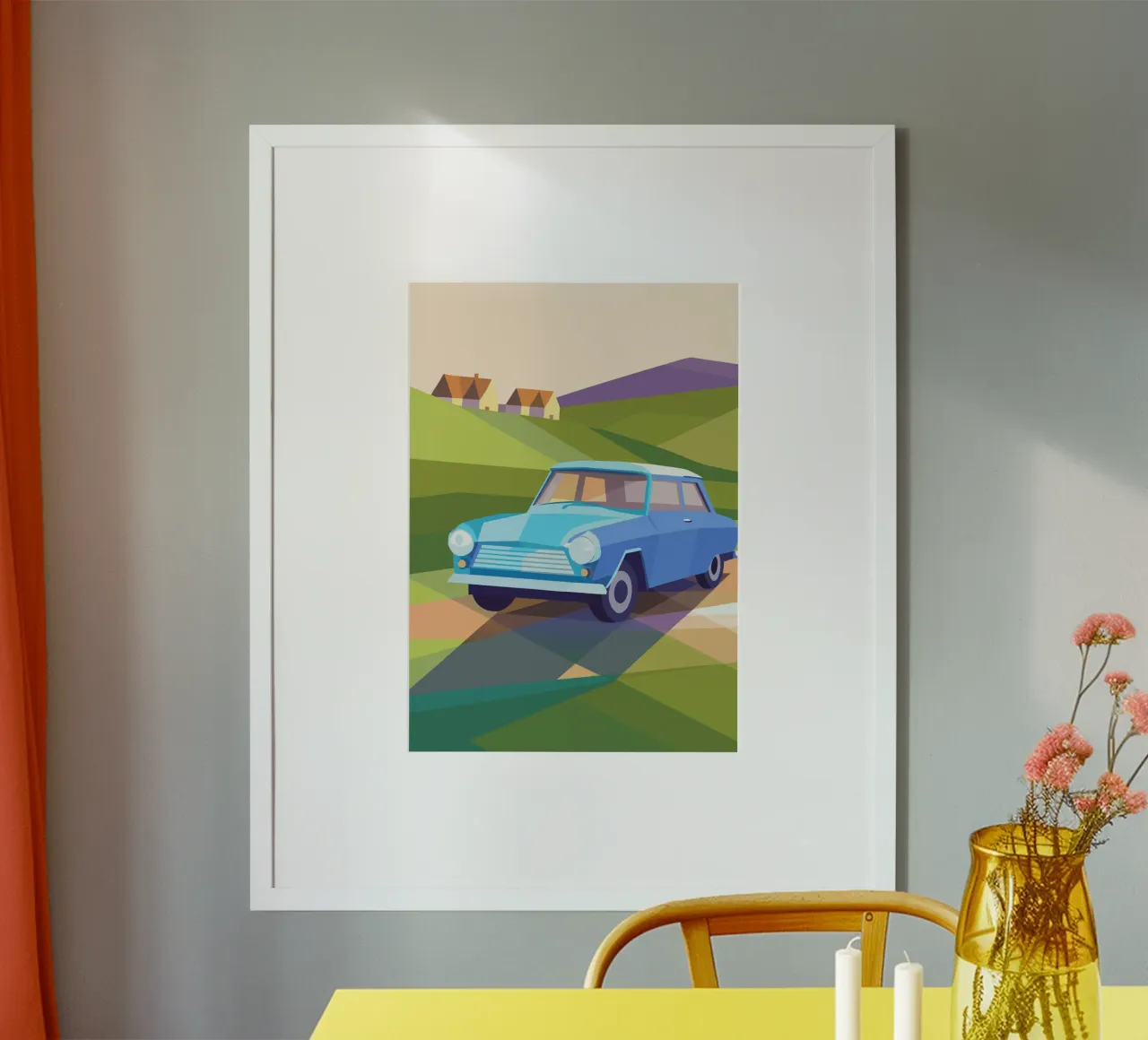 Blauer Oldtimer Poster von POLYGON SPECIAL