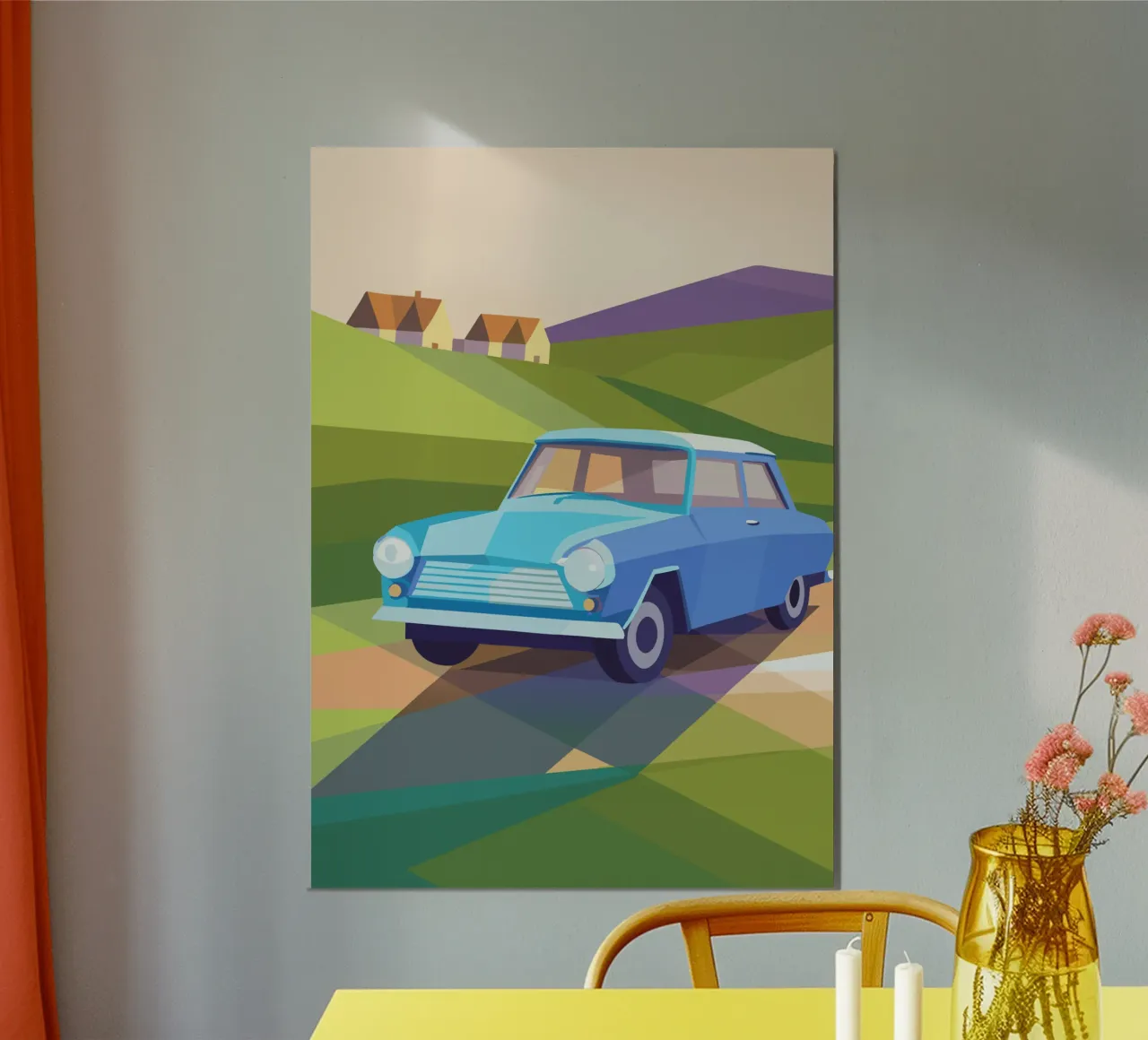 Blauer Oldtimer Poster von POLYGON SPECIAL