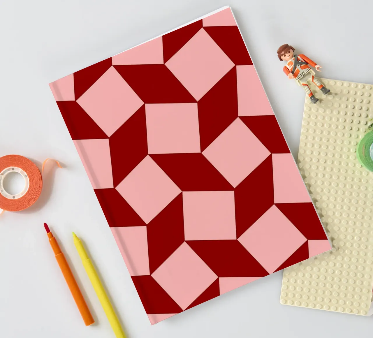 red block abstract notebook by Joewanda