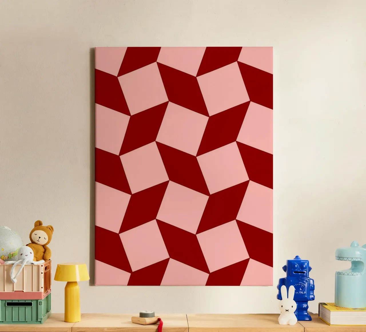 red block abstract canvas by Joewanda