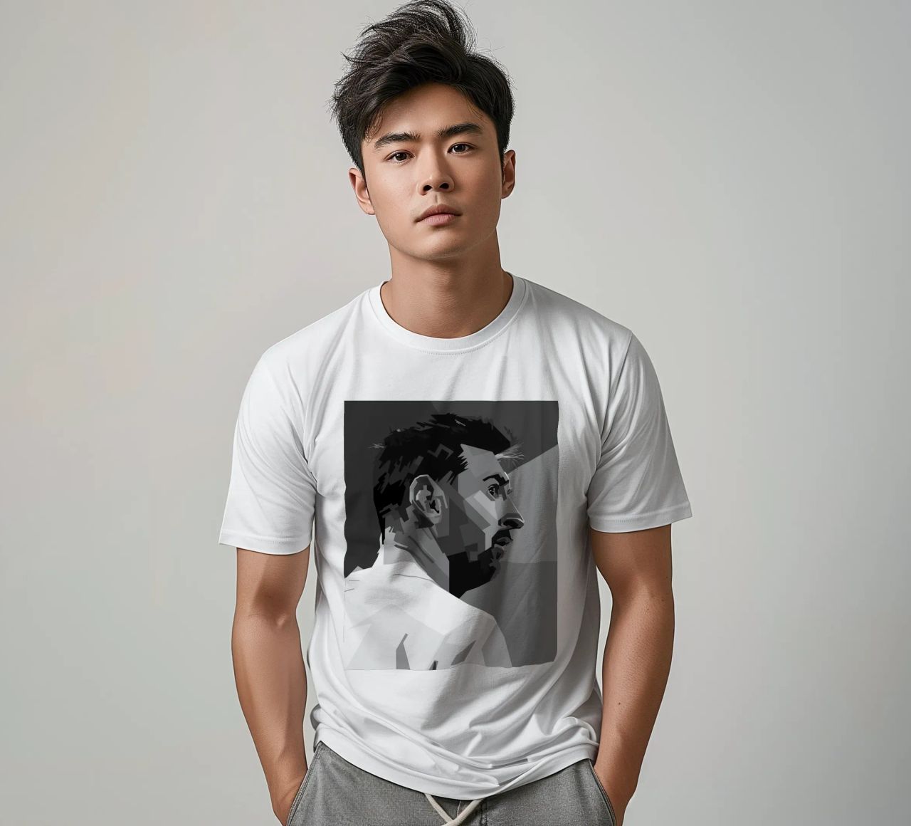 Messi Monochrome Style WPAP t-shirt da KP Artwork