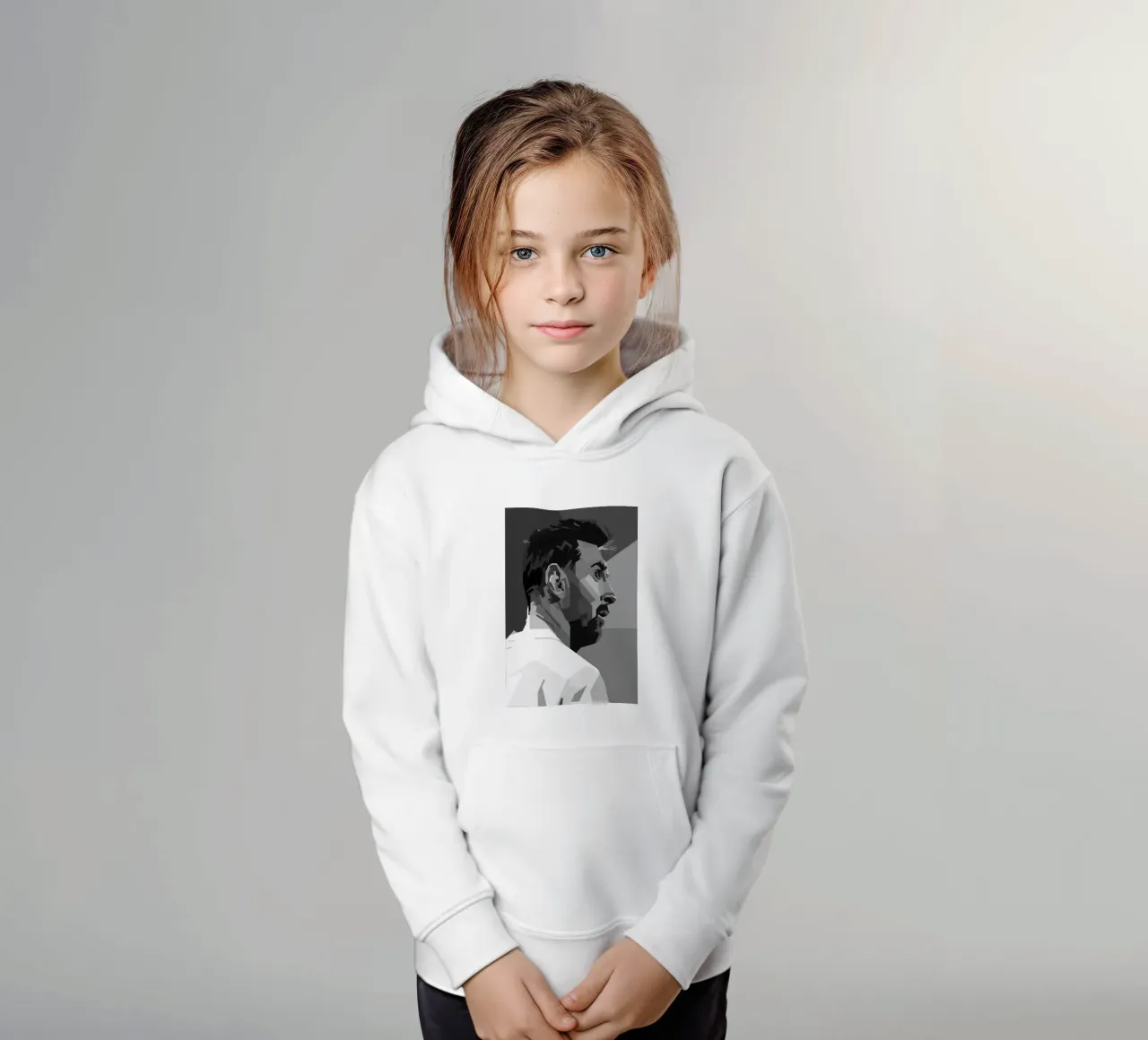 Messi Monochrome Style WPAP felpa bambino con cappuccio da KP Artwork