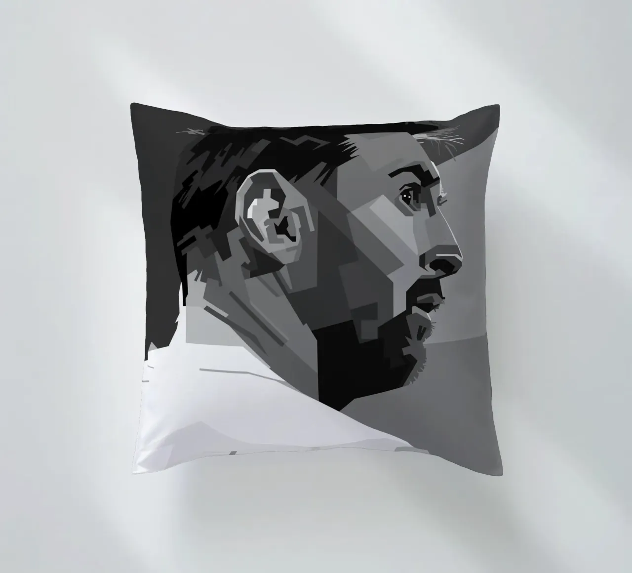 Messi Monochrome Style WPAP Kissen von KP Artwork