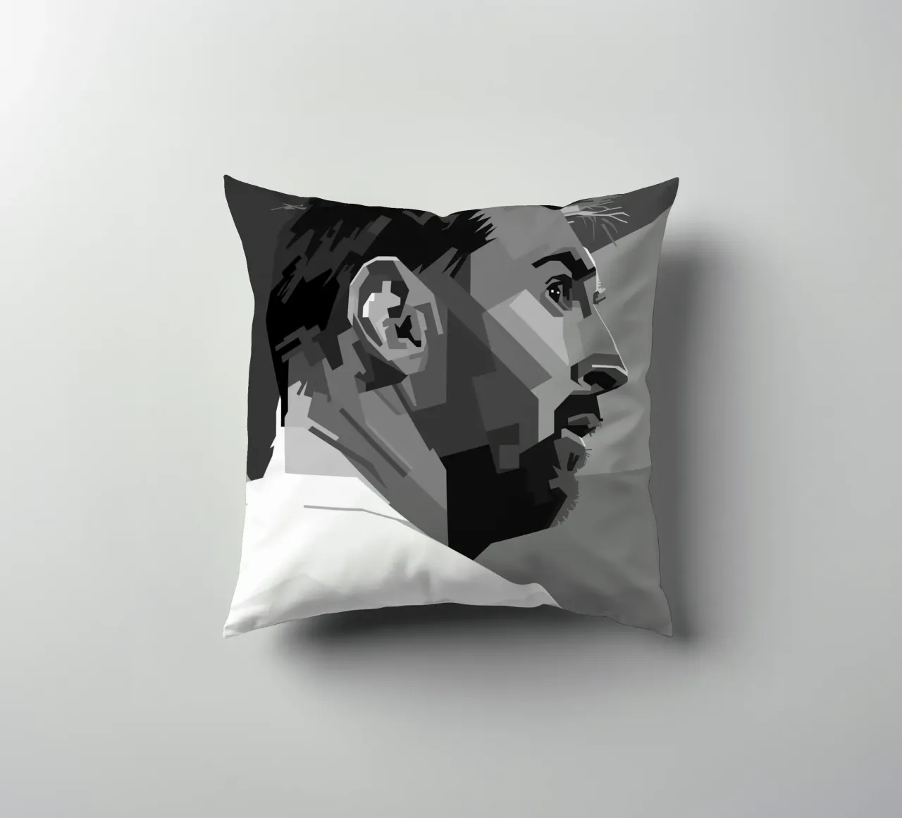 Messi Monochrome Style WPAP Kissen von KP Artwork