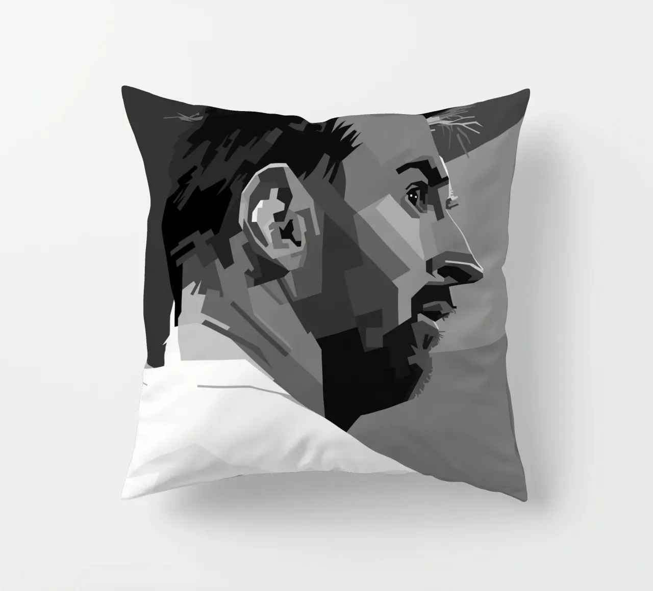 Messi Monochrome Style WPAP decorative cushion by KP Artwork