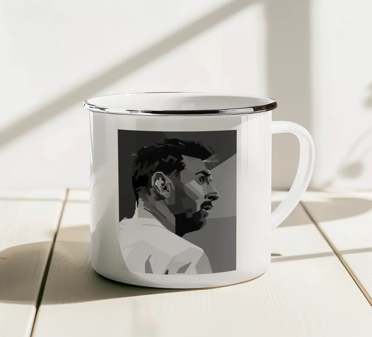 Messi Monochrome Style WPAP tazza in smalto da KP Artwork