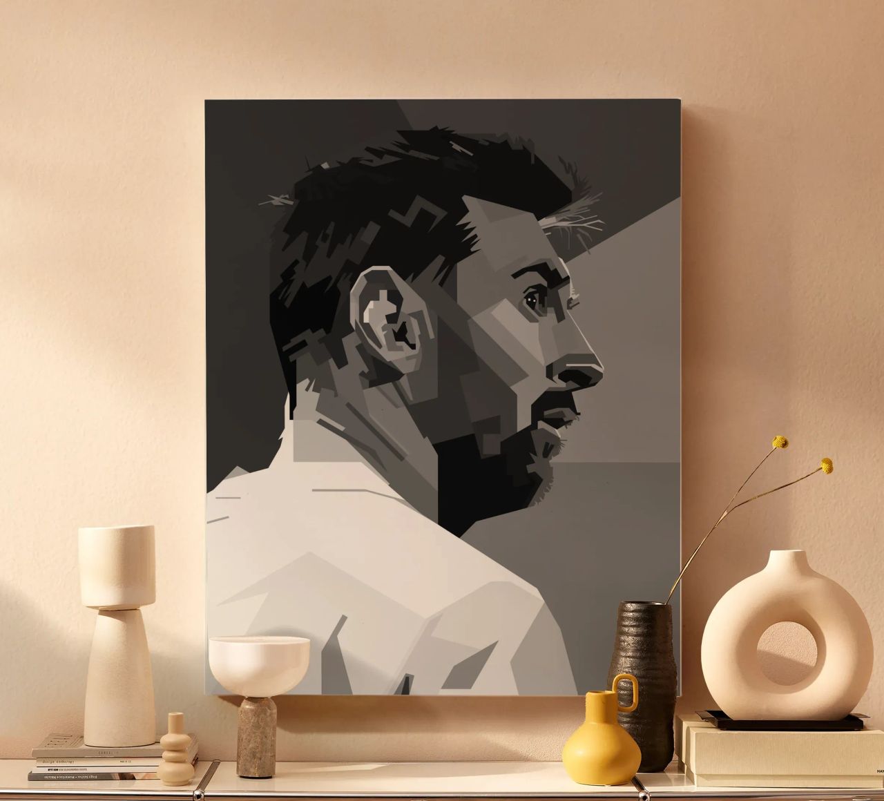 Messi Monochrome Style WPAP tela da KP Artwork