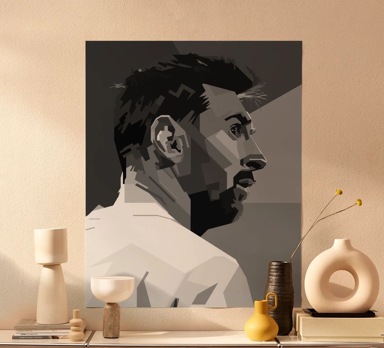 Messi Monochrome Style WPAP carta hahnemühle da KP Artwork