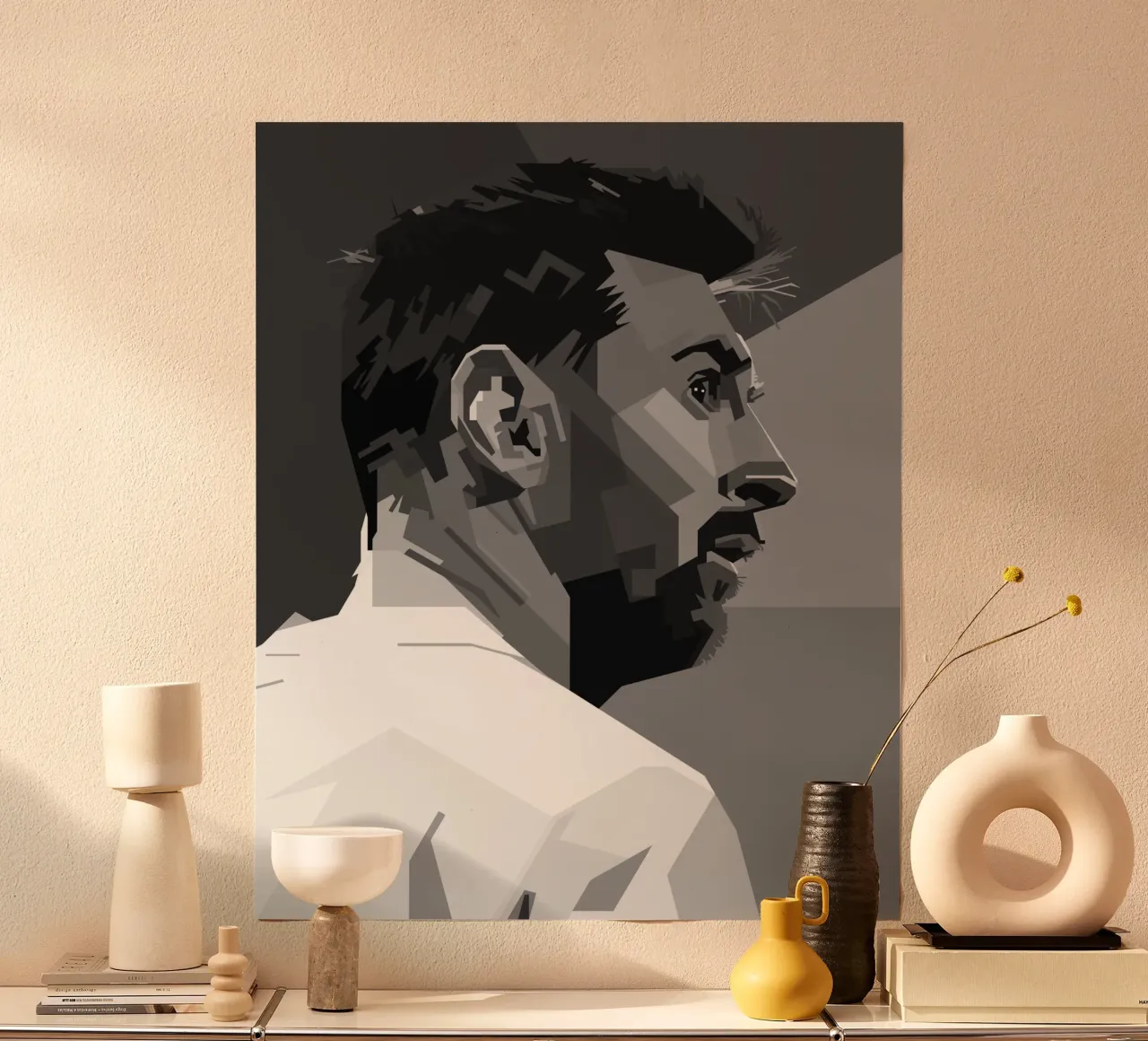 Messi Monochrome Style WPAP Hahnemühle von KP Artwork