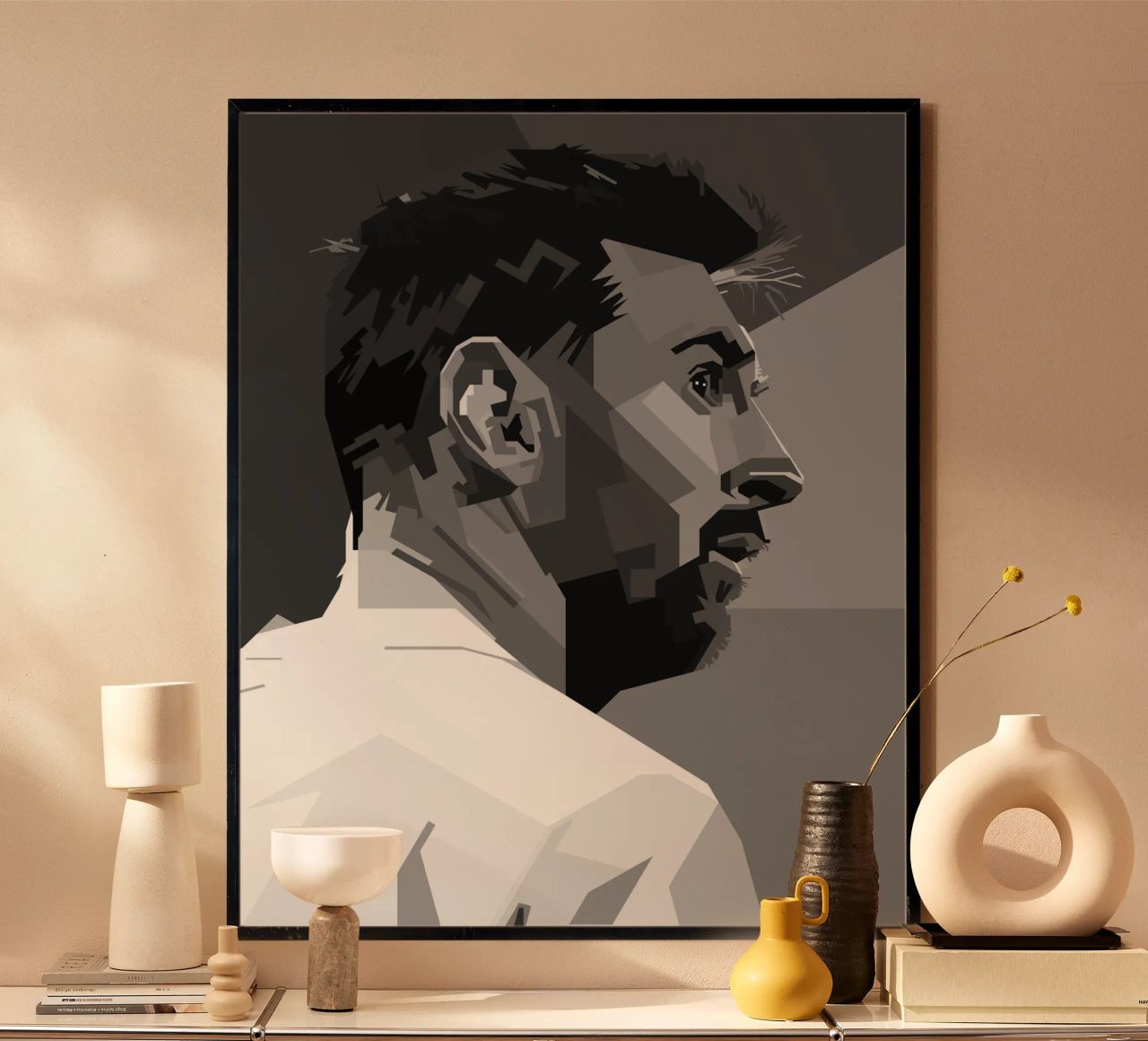 Messi Monochrome Style WPAP carta hahnemühle da KP Artwork